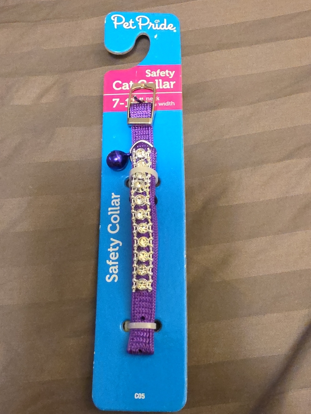 Purple Cat Safety Collar with Bell and Gold Accents